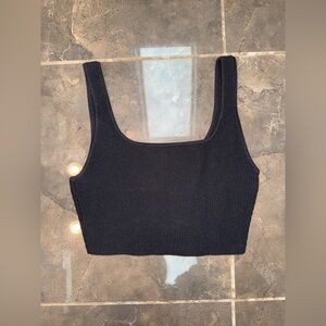 Babaton Black Ribbed Crop Top